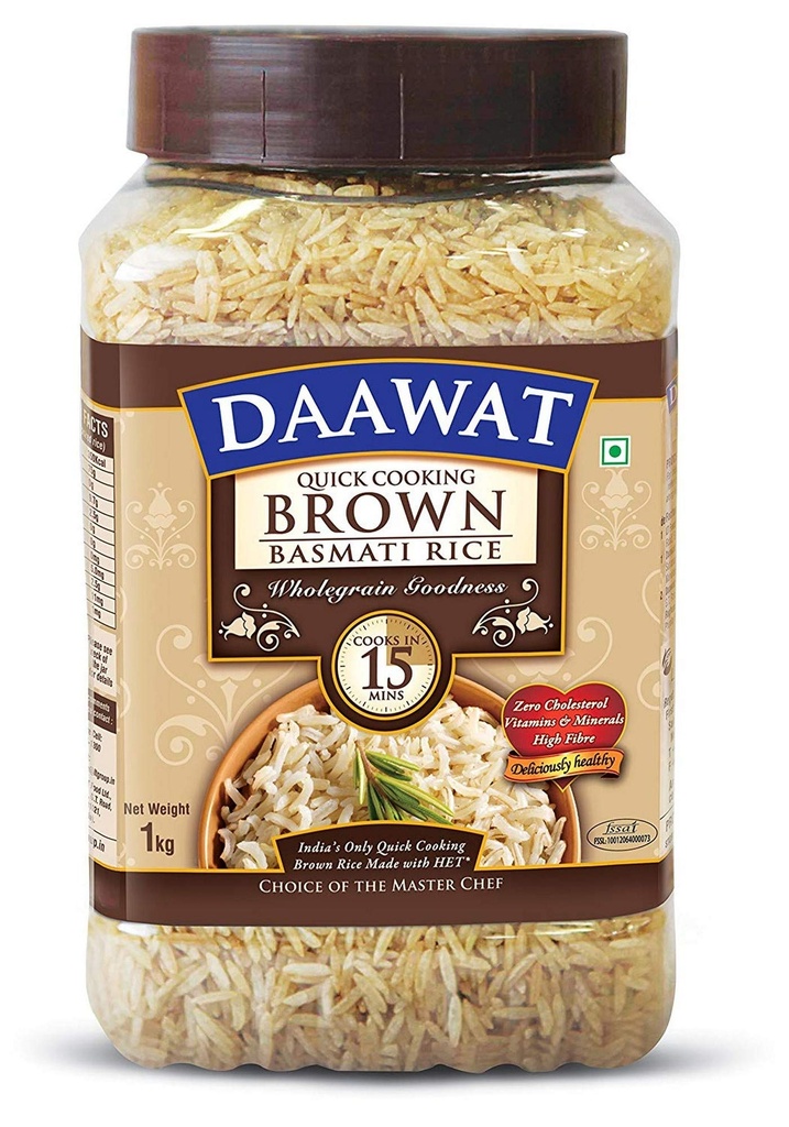 Daawat Brown Basmati Rice, 1kg /Jar